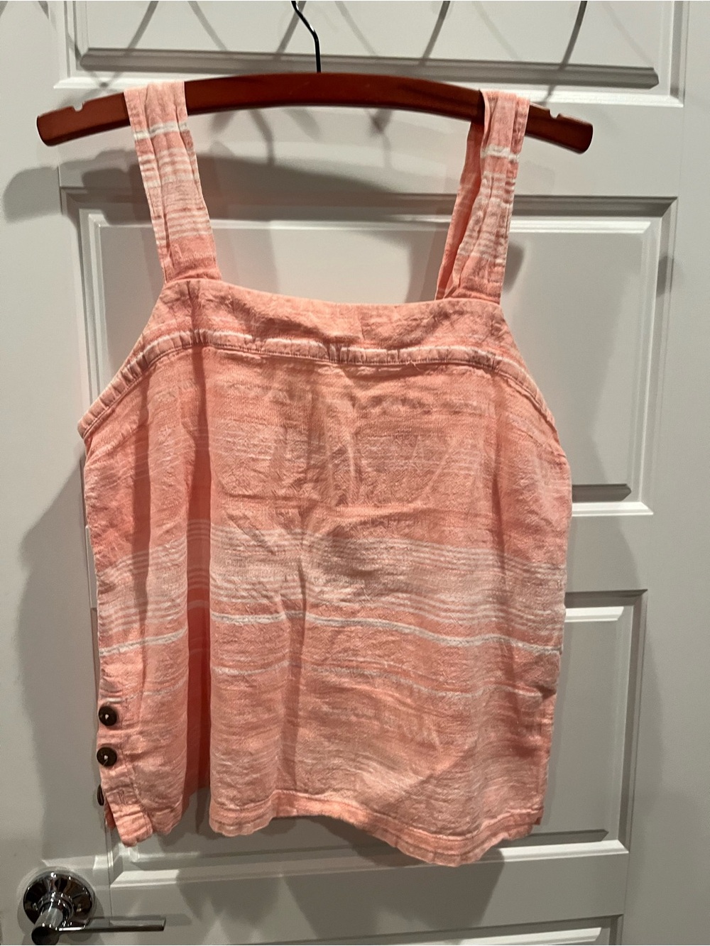 Carve Designs Peach Striped Linen-Blend Tank